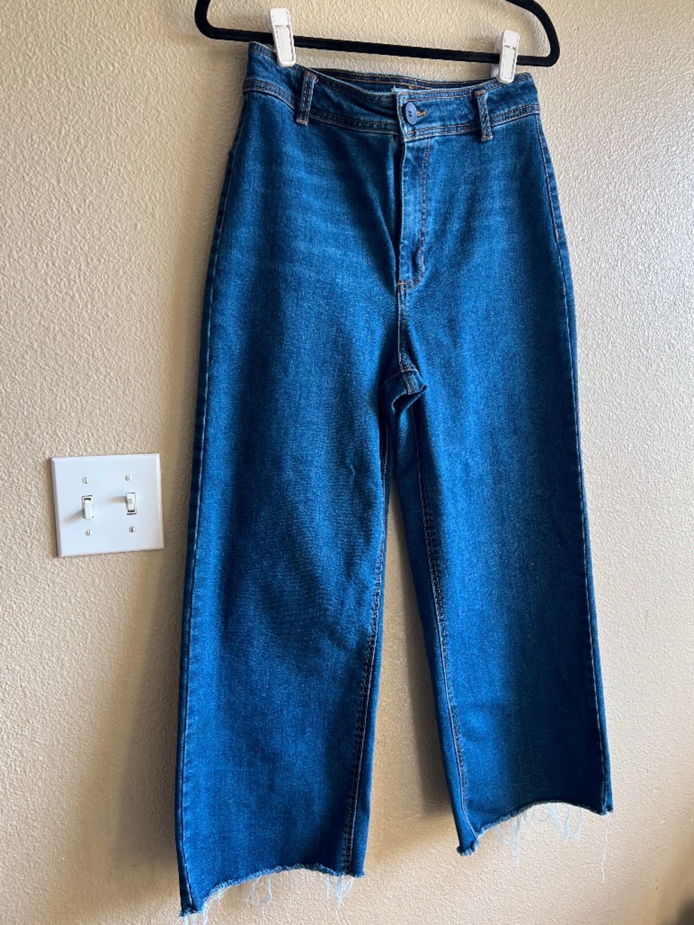 Oat New York Dark Blue Wide Leg Raw Hem Jeans size 30